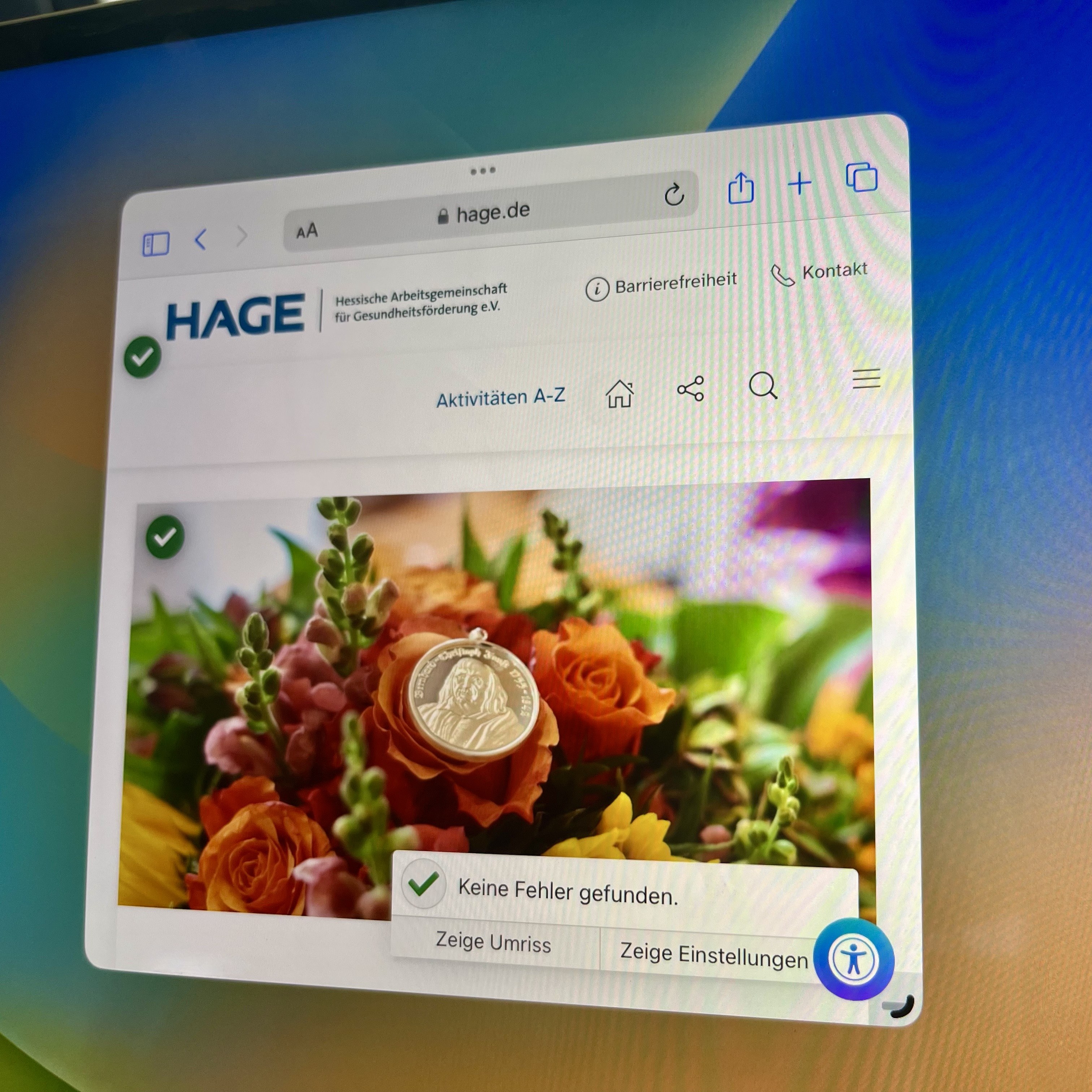 Das Barriere-Tool im RedaxoCMS prüft die Webseite auf Barrierearmut